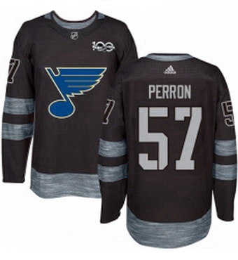 Mens Adidas St Louis Blues 57 David Perron Authentic Black 1917 2017 100th Anniversary NHL Jersey