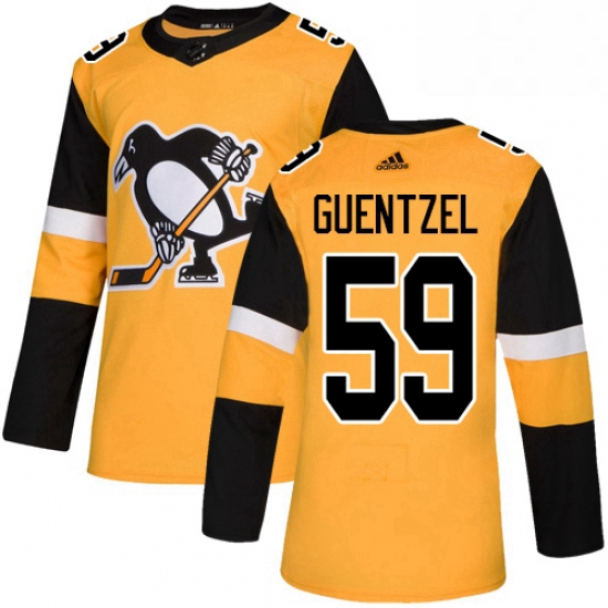 Mens Adidas Pittsburgh Penguins 59 Jake Guentzel Premier Gold Alternate NHL Jersey