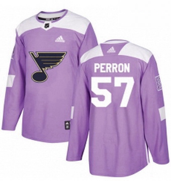 Mens Adidas St Louis Blues 57 David Perron Authentic Purple Fights Cancer Practice NHL Jersey