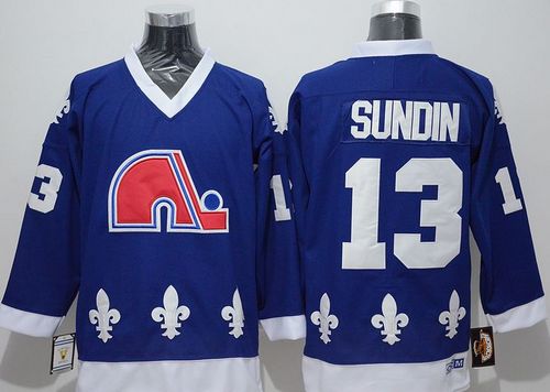 Nordiques #13 Mats Sundin Blue CCM Throwback Stitched NHL Jersey