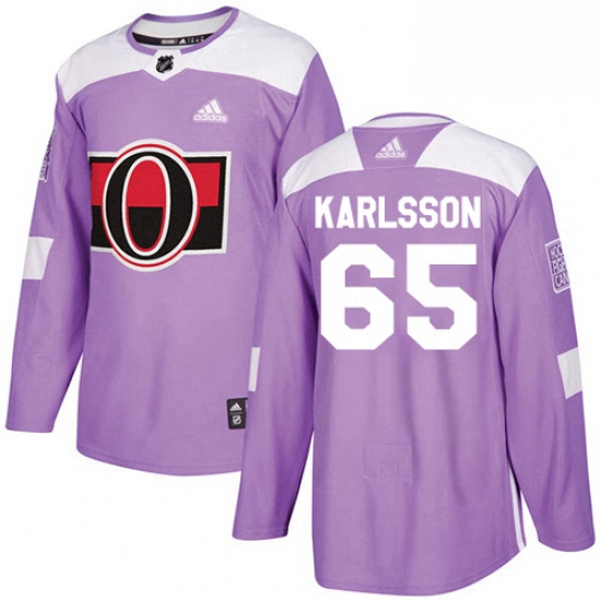 Mens Adidas Ottawa Senators 65 Erik Karlsson Authentic Purple Fights Cancer Practice NHL Jersey