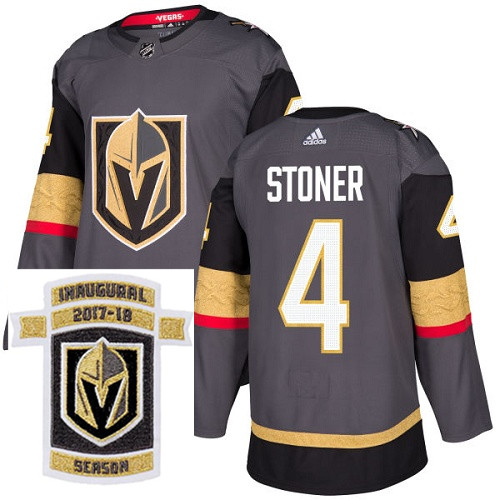 Adidas Golden Knights #4 Clayton Stoner Grey Home Authentic Stitched NHL Inaugural Season Patch Jers