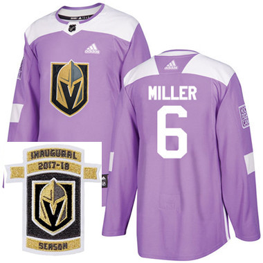 Adidas Golden Knights #6 Colin Miller Purple Authentic Fights Cancer Stitched NHL Inaugural Season P