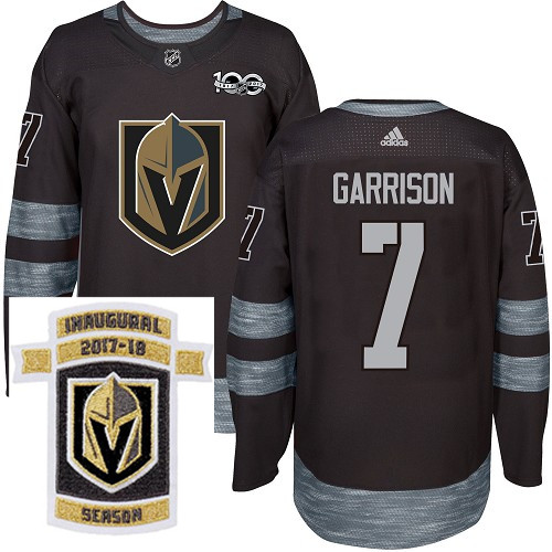 Adidas Golden Knights #7 Jason Garrison Black 1917 2017 100th Anniversary Stitched NHL Inaugural Sea