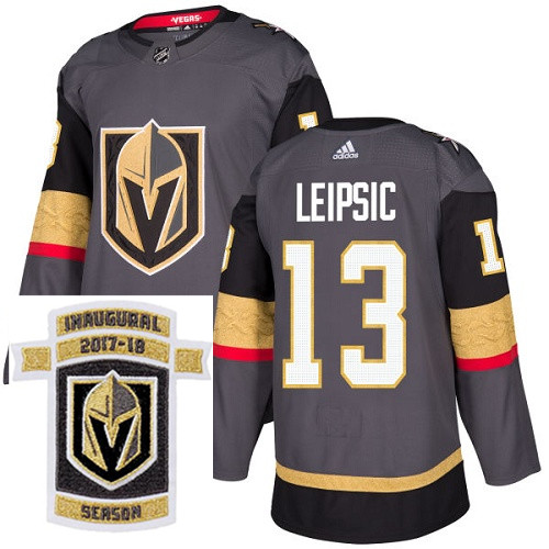 Adidas Golden Knights #13 Brendan Leipsic Grey Home Authentic Stitched NHL Inaugural Season Patch Je