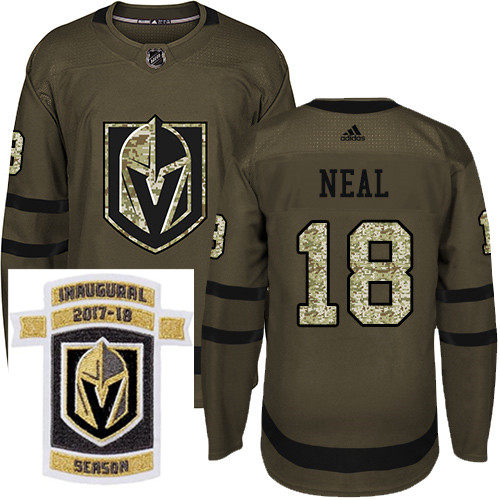 Adidas Golden Knights #18 James Neal Green Salute to Service Stitched NHL Inaugural Season Patch Jer