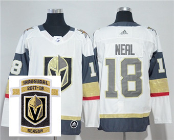 Adidas Golden Knights #18 James Neal White Road Authentic Stitched NHL Inaugural Season Patch Jersey