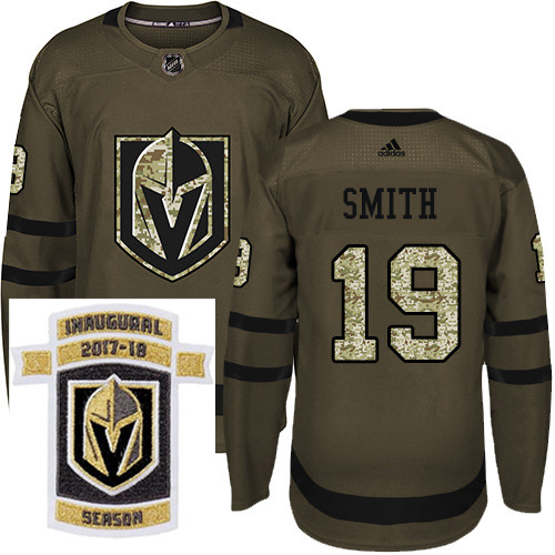 Adidas Golden Knights #19 Reilly Smith Green Salute to Service Stitched NHL Inaugural Season Patch J