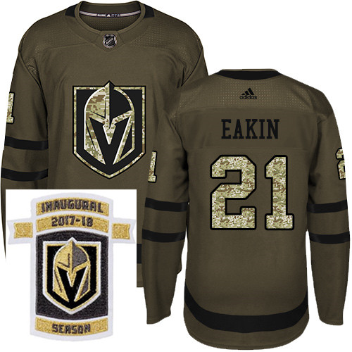 Adidas Golden Knights #21 Cody Eakin Green Salute to Service Stitched NHL Inaugural Season Patch Jer