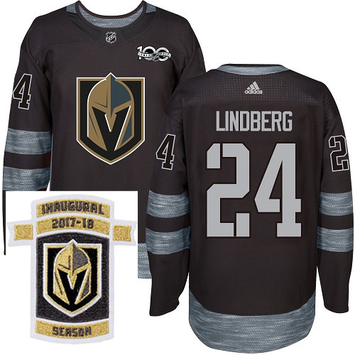 Adidas Golden Knights #24 Oscar Lindberg Black 1917 2017 100th Anniversary Stitched NHL Inaugural Se