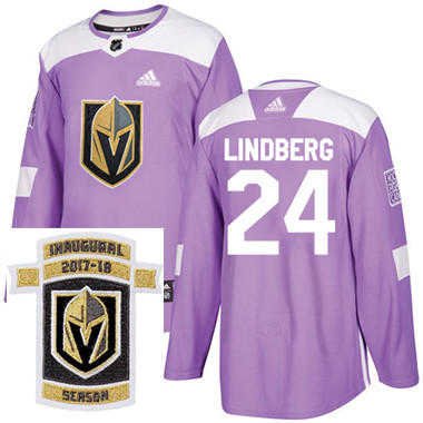 Adidas Golden Knights #24 Oscar Lindberg Purple Authentic Fights Cancer Stitched NHL Inaugural Seaso