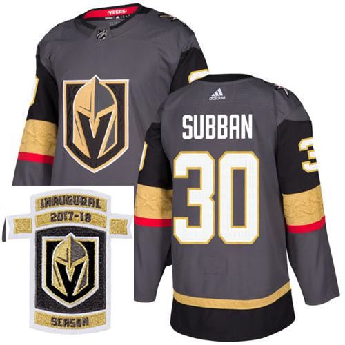 Adidas Golden Knights #30 Malcolm Subban Grey Home Authentic Stitched NHL Inaugural Season Patch Jer