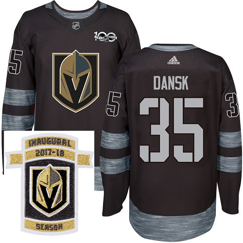 Adidas Golden Knights #35 Oscar Dansk Black 1917 2017 100th Anniversary Stitched NHL Inaugural Seaso