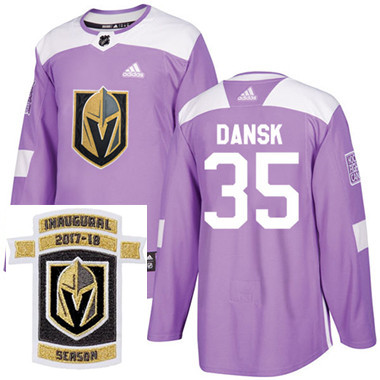 Adidas Golden Knights #35 Oscar Dansk Purple Authentic Fights Cancer Stitched NHL Inaugural Season P