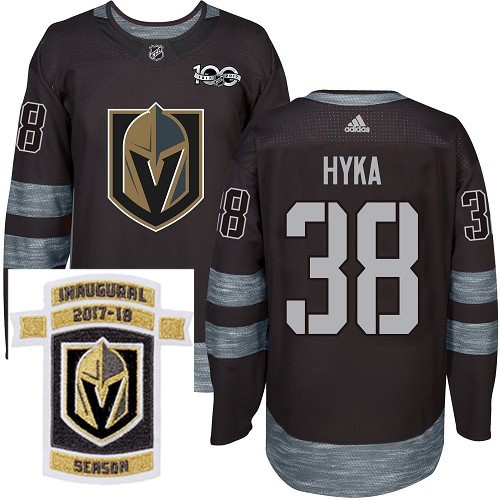 Adidas Golden Knights #38 Tomas Hyka Black 1917 2017 100th Anniversary Stitched NHL Inaugural Season