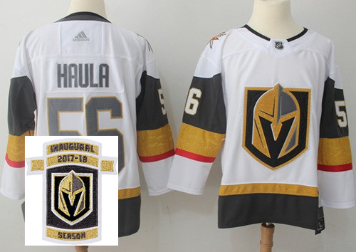 Adidas Golden Knights #56 Erik Haula White Road Authentic Stitched NHL Inaugural Season Patch Jersey