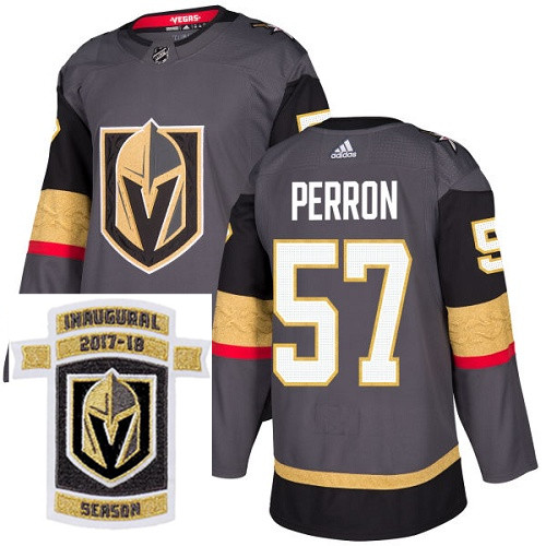 Adidas Golden Knights #57 David Perron Grey Home Authentic Stitched NHL Inaugural Season Patch Jerse