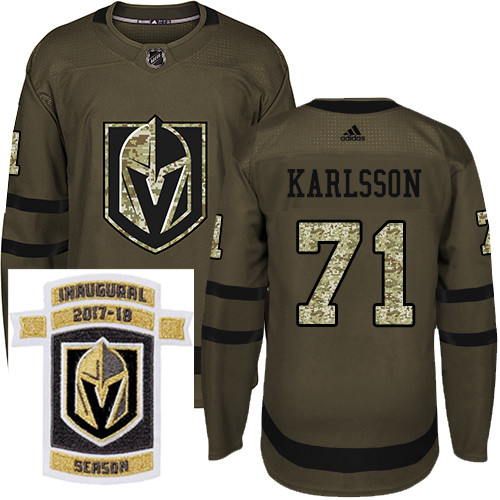 Adidas Golden Knights #71 William Karlsson Green Salute to Service Stitched NHL Inaugural Season Pat