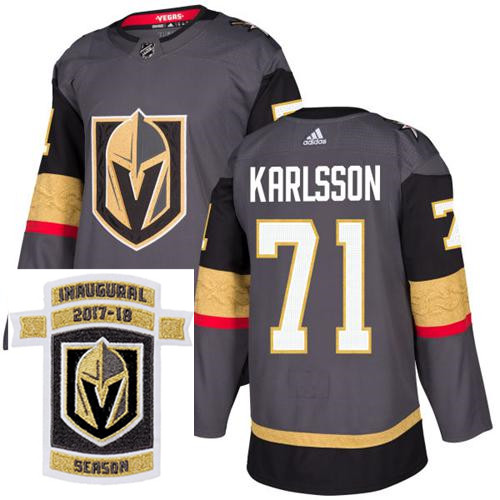 Adidas Golden Knights #71 William Karlsson Grey Home Authentic Stitched NHL Inaugural Season Patch J