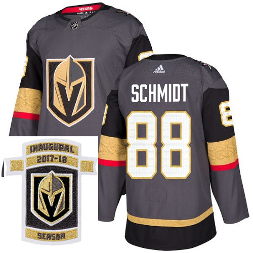 Adidas Golden Knights #88 Nate Schmidt Grey Home Authentic Stitched NHL Inaugural Season Patch Jerse