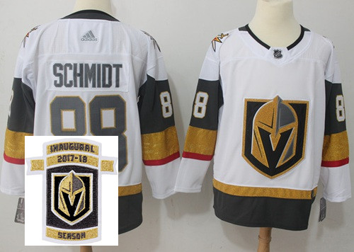 Adidas Golden Knights #88 Nate Schmidt White Road Authentic Stitched NHL Inaugural Season Patch Jers