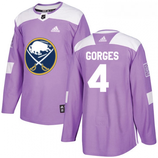 Youth Adidas Buffalo Sabres 4 Josh Gorges Authentic Purple Fights Cancer Practice NHL Jersey