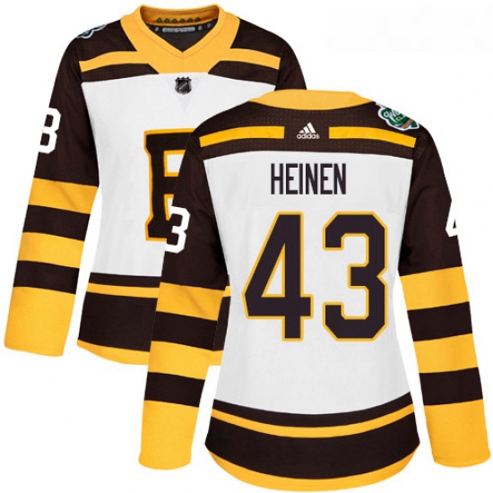 Womens Adidas Boston Bruins 43 Danton Heinen Authentic White 2019 Winter Classic NHL Jersey