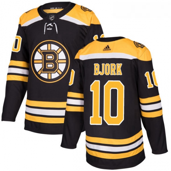 Youth Adidas Boston Bruins 10 Anders Bjork Authentic Black Home NHL Jersey