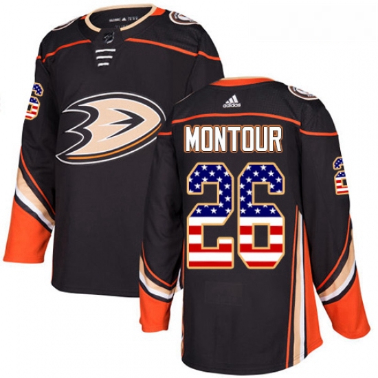 Youth Adidas Anaheim Ducks 26 Brandon Montour Authentic Black USA Flag Fashion NHL Jersey