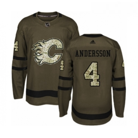 Youth Adidas Calgary Flames 4 Rasmus Andersson Authentic Green Salute to Service NHL Jersey