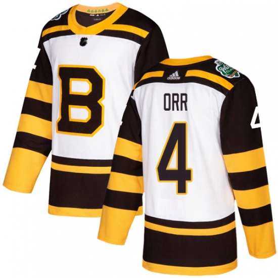 Youth Adidas Boston Bruins 4 Bobby Orr Authentic White 2019 Winter Classic NHL Jersey