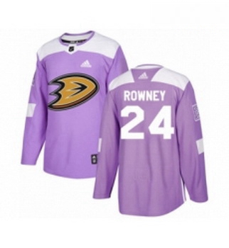 Youth Adidas Anaheim Ducks 24 Carter Rowney Authentic Purple Fights Cancer Practice NHL Jersey