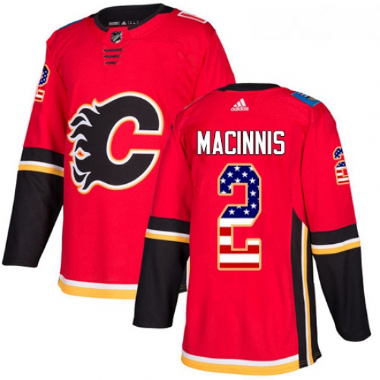 Youth Adidas Calgary Flames 2 Al MacInnis Authentic Red USA Flag Fashion NHL Jersey