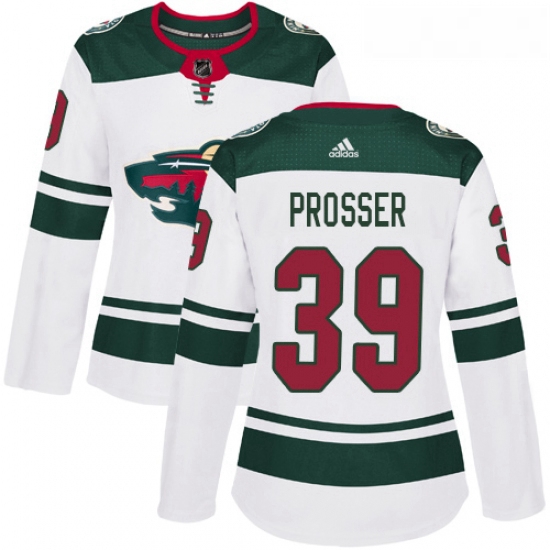 Womens Adidas Minnesota Wild 39 Nate Prosser Authentic White Away NHL Jersey