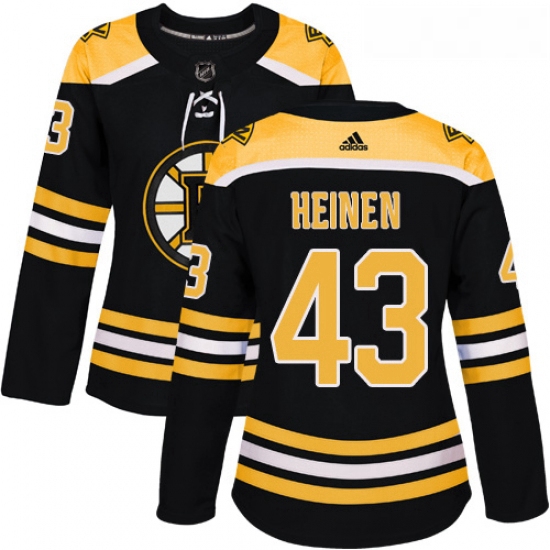 Womens Adidas Boston Bruins 43 Danton Heinen Authentic Black Home NHL Jersey