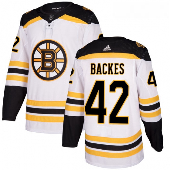 Womens Adidas Boston Bruins 42 David Backes Authentic White Away NHL Jersey