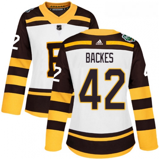 Womens Adidas Boston Bruins 42 David Backes Authentic White 2019 Winter Classic NHL Jersey