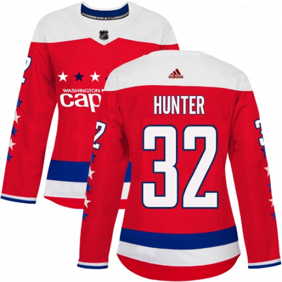 Womens Adidas Washington Capitals 32 Dale Hunter Authentic Red Alternate NHL Jersey