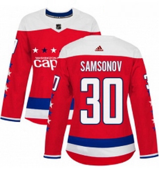 Womens Adidas Washington Capitals 30 Ilya Samsonov Authentic Red Alternate NHL Jersey