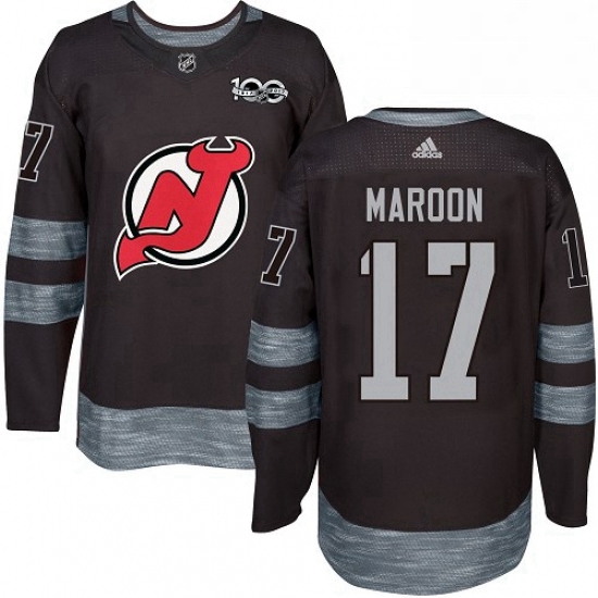 Mens Adidas New Jersey Devils 17 Patrick Maroon Authentic Black 1917 2017 100th Anniversary NHL Jers