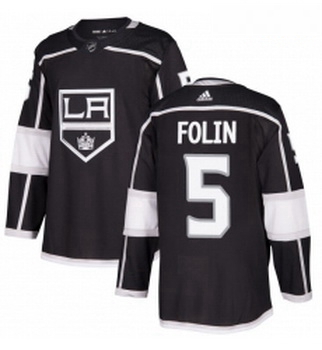 Youth Adidas Los Angeles Kings 5 Christian Folin Authentic Black Home NHL Jersey