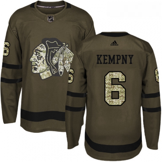 Youth Adidas Chicago Blackhawks 6 Michal Kempny Authentic Green Salute to Service NHL Jersey