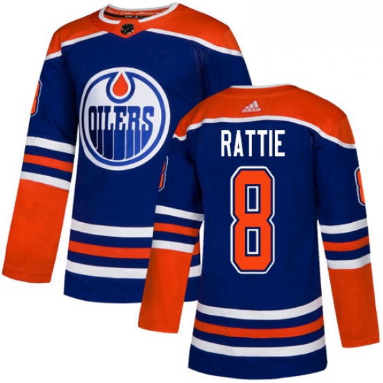 Youth Adidas Edmonton Oilers 8 Ty Rattie Authentic Royal Blue Alternate NHL Jersey