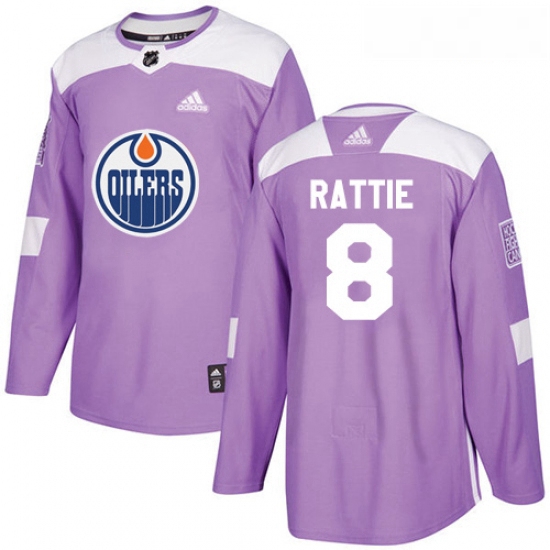 Youth Adidas Edmonton Oilers 8 Ty Rattie Authentic Purple Fights Cancer Practice NHL Jersey