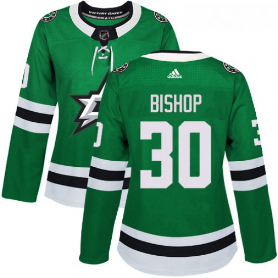 Womens Adidas Dallas Stars 30 Ben Bishop Authentic Green Home NHL Jersey