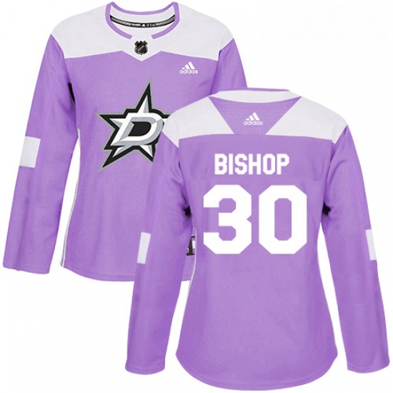 Womens Adidas Dallas Stars 30 Ben Bishop Authentic Purple Fights Cancer Practice NHL Jersey