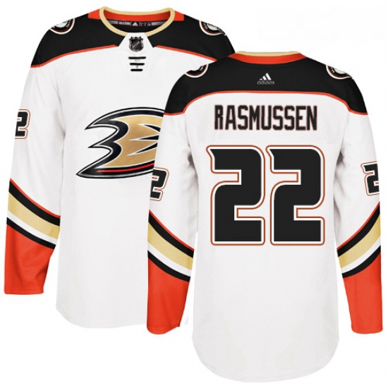 Youth Adidas Anaheim Ducks 22 Dennis Rasmussen Authentic White Away NHL Jersey