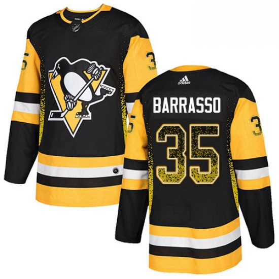 Mens Adidas Pittsburgh Penguins 35 Tom Barrasso Authentic Black Drift Fashion NHL Jersey