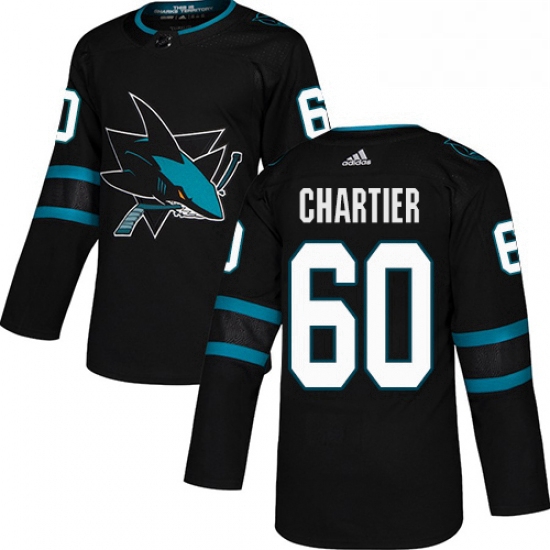 Mens Adidas San Jose Sharks 60 Rourke Chartier Premier Black Alternate NHL Jersey