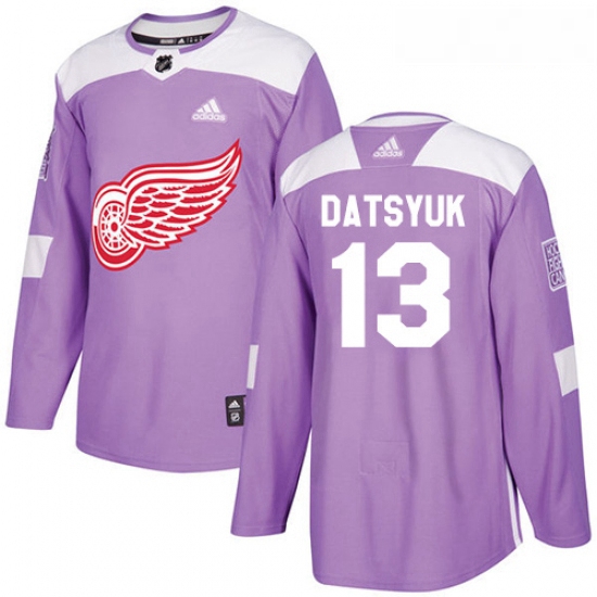 Youth Adidas Detroit Red Wings 13 Pavel Datsyuk Authentic Purple Fights Cancer Practice NHL Jersey